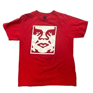 Obey Men's Box T-Shirt Bold Icon Red Size M Shepard Fairey Andre Pre-owned